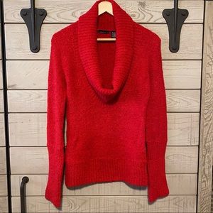 MODA INTERNATIONAL M Red Boucle Cowl Neck Sweater